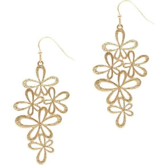 POMINA Floral Celtic Gold Dangle  Filigree Drop Earrings for Women - Picture 8 of 9